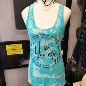 Enlightening Medium Ideal T Blue Graphic Tank Top Is NWOT